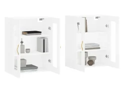 Armarios de pared de 2 piezas, madera de ingeniería blanca