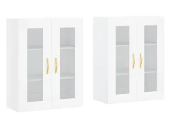 Armarios de pared de 2 piezas, madera de ingeniería blanca
