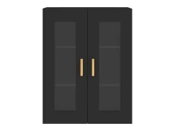 Armarios de pared de 2 piezas de madera de ingeniería negra