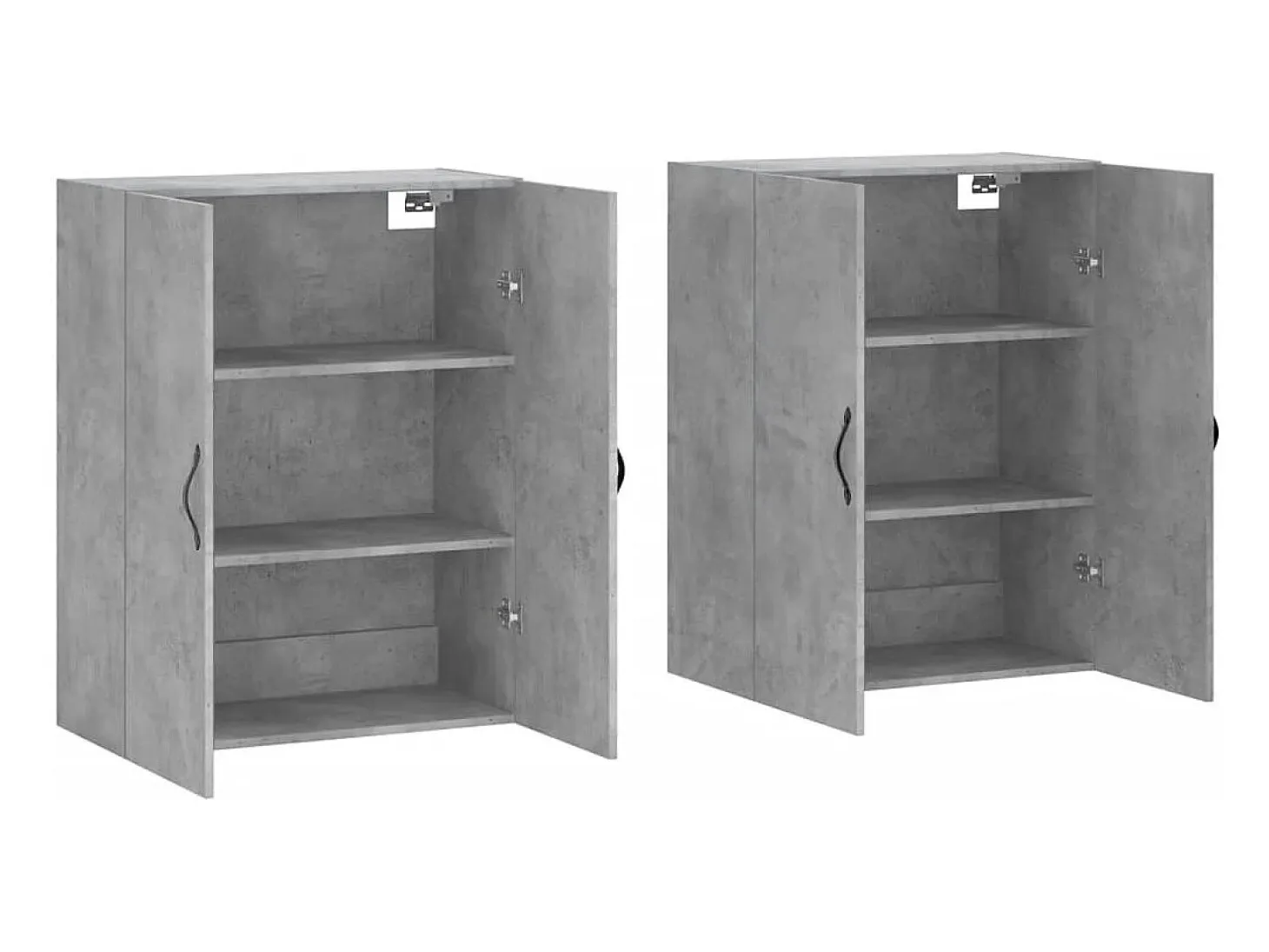Armarios de pared de 2 piezas, gris hormigón, madera de ingeniería