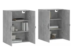 Armarios de pared de 2 piezas, gris hormigón, madera de ingeniería