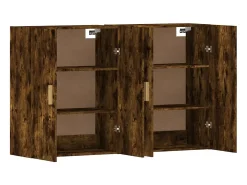 Armarios de pared de 2 piezas, roble ahumado, madera de ingeniería