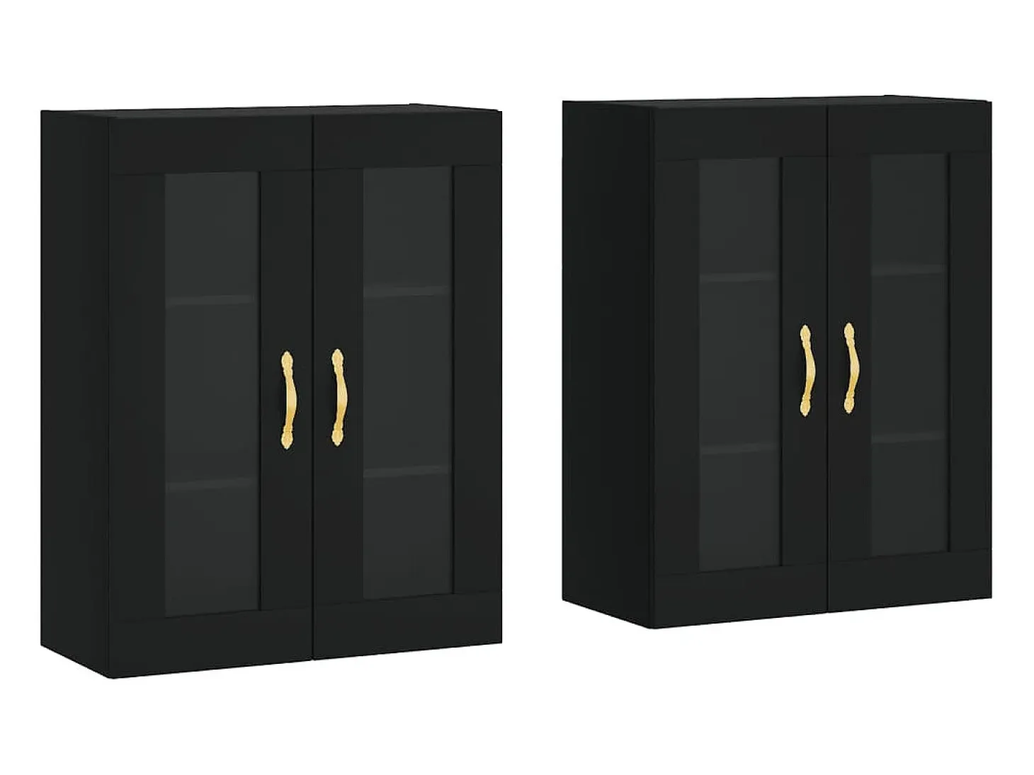 Armarios de pared de 2 piezas, color negro, madera de ingeniería