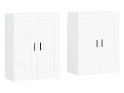 Armarios de pared de 2 piezas de madera de ingeniería blanca