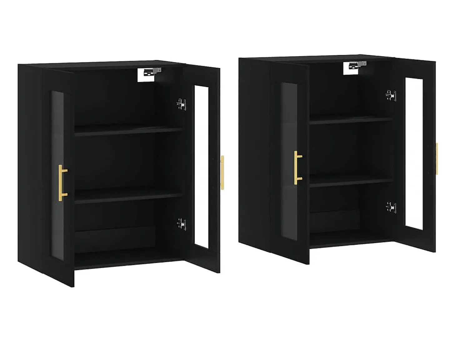 Armarios de pared de 2 piezas, color negro, madera de ingeniería