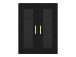 Armarios de pared de 2 piezas, color negro, madera de ingeniería