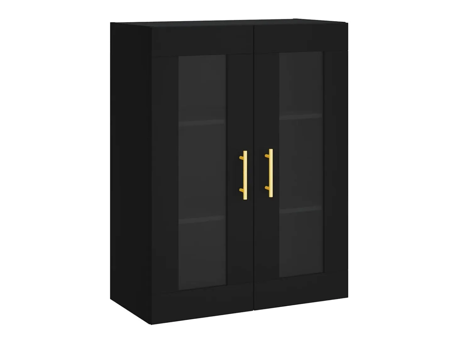 Armarios de pared de 2 piezas, color negro, madera de ingeniería