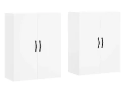 Armarios de pared de 2 piezas de madera de ingeniería blanca