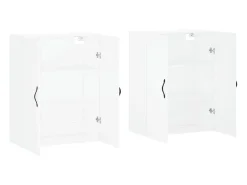 Armarios de pared de 2 piezas de madera de ingeniería blanca