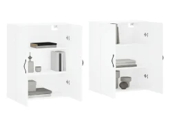 Armarios de pared de 2 piezas de madera de ingeniería blanca