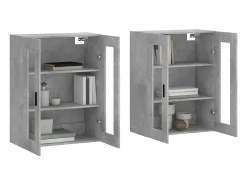 Armarios de pared de 2 piezas, gris hormigón, madera de ingeniería