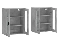 Armarios de pared de 2 piezas, gris hormigón, madera de ingeniería