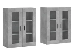 Armarios de pared de 2 piezas, gris hormigón, madera de ingeniería