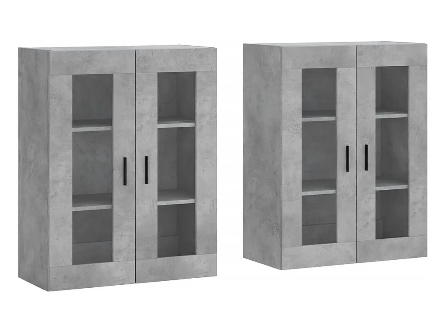 Armarios de pared de 2 piezas, gris hormigón, madera de ingeniería