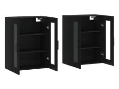 Armarios de pared de 2 piezas, color negro, madera de ingeniería