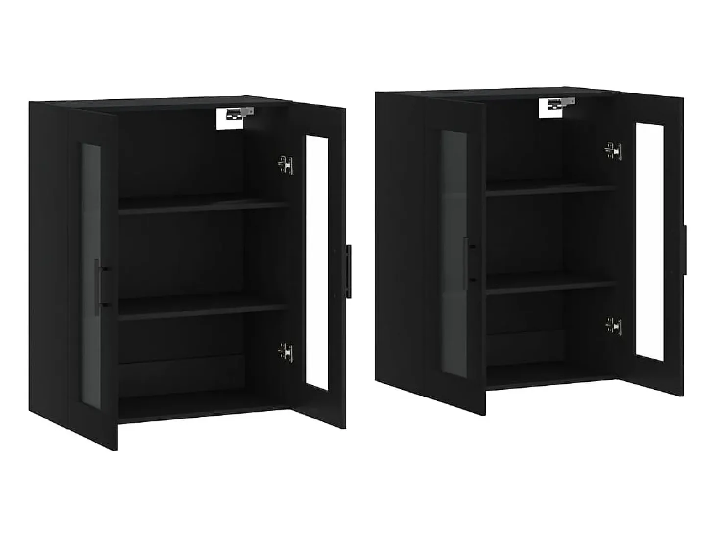 Armarios de pared de 2 piezas, color negro, madera de ingeniería