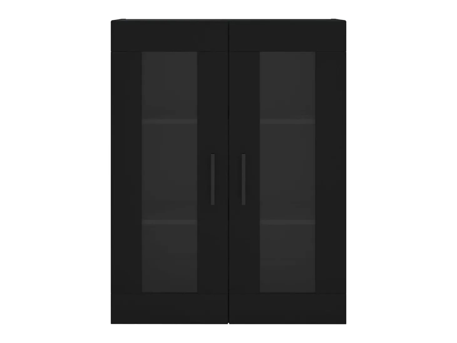 Armarios de pared de 2 piezas, color negro, madera de ingeniería