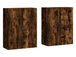 Armarios de pared de 2 piezas, roble ahumado, madera de ingeniería