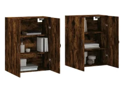 Armarios de pared de 2 piezas, roble ahumado, madera de ingeniería