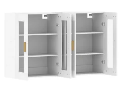 Armarios de pared de 2 piezas, madera de ingeniería blanca