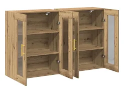 Armarios de pared de roble de 2 piezas hechos a mano de 69,5 x 34 x 90 cm de madera de ingeniería