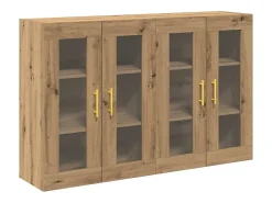 Armarios de pared de roble de 2 piezas hechos a mano de 69,5 x 34 x 90 cm de madera de ingeniería