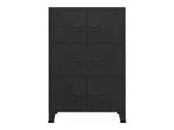 Baúl de almacenaje industrial metal negro 75x40x115 cm ES428667