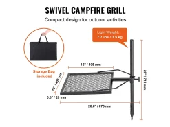 Barbacoa de Campamento SucceBuy, de Acero Resistente, Ajustable, para Acampar, Senderismo, Picnics, Viajes, Escalada