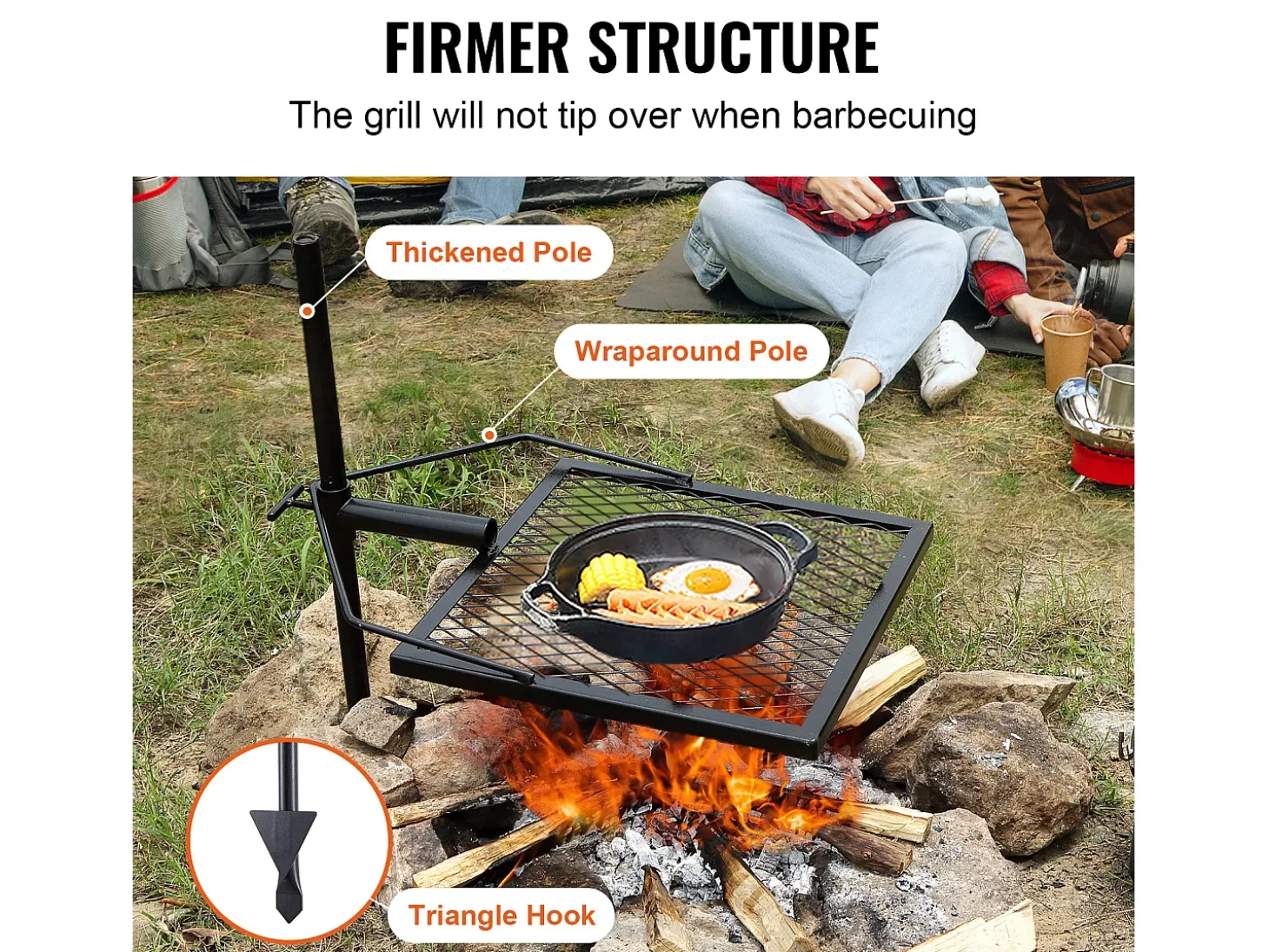 Barbacoa de Campamento SucceBuy, de Acero Resistente, Ajustable, para Acampar, Senderismo, Picnics, Viajes, Escalada