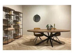 BARI-Mesa de comedor ovalada 8/10 personas 210 cm de madera