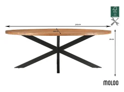 BARI-Mesa de comedor ovalada 8/10 personas 210 cm de madera