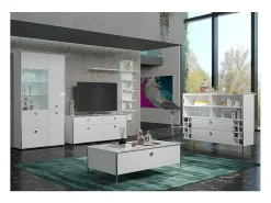 Barra de bar 2 cajones madera MDF blanca Arnaud