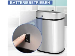 Basurero automático de 48 l con sensor infrarrojo, acero inoxidable, color plateado (40,5 x 29,5 x 57 cm)