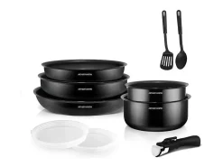 Batería de cocina de 10 piezas - Aluminio - Negro