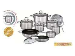Batería de Cocina GSW Alara 14 piezas en Acero Inoxidable Todos los Fuegos, Inducción, Set Completo con Tapas
