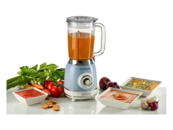 Batidora azul vintage Ariete con vaso de vidrio