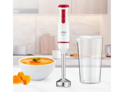 Batidora de mano Ufesa Pulsar Delux 600W 2 cuchillas con vaso medidor blanco/rojo