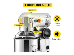 Batidora de pie de acero inoxidable SucceBuy, batidora de masa comercial SucceBuy de 30 cuartos, 3 velocidades, 1100 W