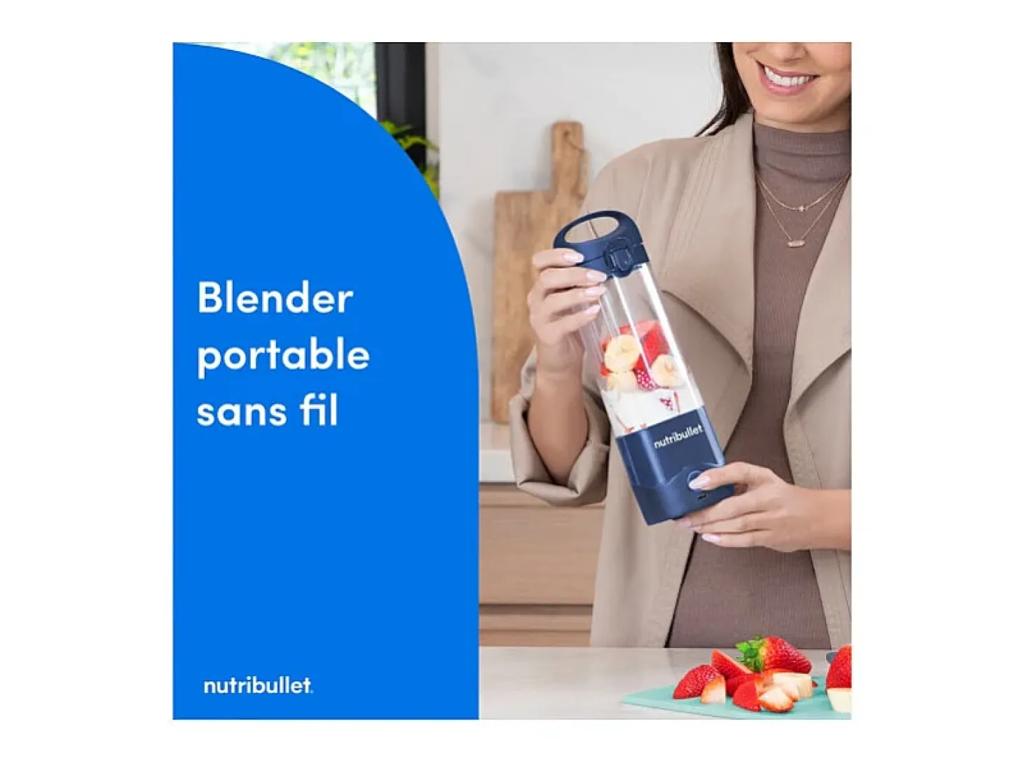 Batidora de vaso Nutribullet NBP003NBL portable azul 475 ml