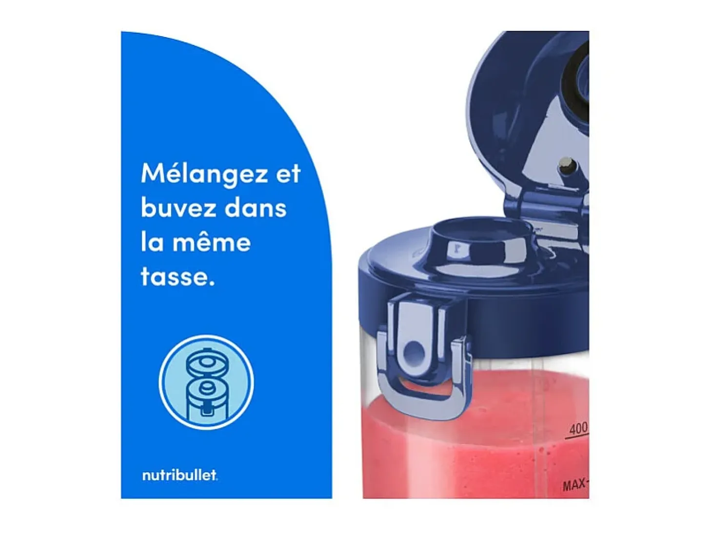 Batidora de vaso Nutribullet NBP003NBL portable azul 475 ml