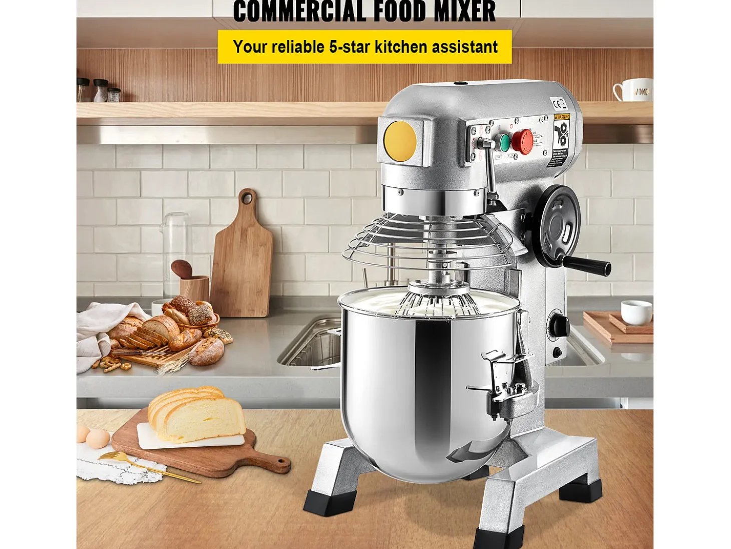 Batidora SucceBuy, Batidor de Pie Comercial, 14 L, 500 W, Batidor Eléctrico Comercial, con 3 Velocidades Ajustables