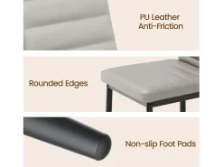Bealife Juego de 4 Sillas de Comedor con Asiento Acolchado en Cuero Sintético, Patas de Metal y Base Antideslizante en Gris
