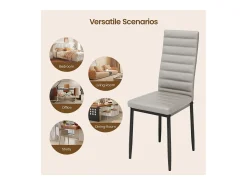 Bealife Juego de 4 Sillas de Comedor con Asiento Acolchado en Cuero Sintético, Patas de Metal y Base Antideslizante en Gris
