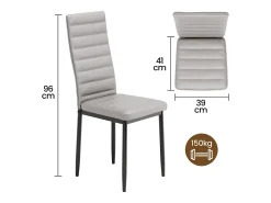 Bealife Juego de 4 Sillas de Comedor con Asiento Acolchado en Cuero Sintético, Patas de Metal y Base Antideslizante en Gris