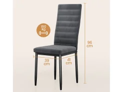 Bealife Juego de 4 Sillas de Comedor para Cocina, Asiento Acolchado en Terciopelo con Patas de Metal y Pies de Goma, Gris Oscuro