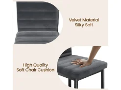 Bealife Juego de 4 Sillas de Comedor para Cocina, Asiento Acolchado en Terciopelo con Patas de Metal y Pies de Goma, Gris Oscuro