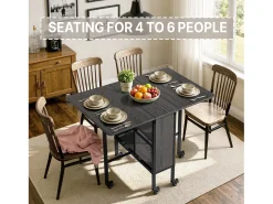 Bealife Mesa de Comedor Móvil y Plegable 3 en 1 130×80×74, Plegable por Ambos Lados, Ahorra Espacio, Multifunción