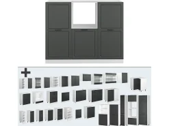 Bloque de cocina antracita casa de campo/blanco 180x46x81.6 r-line