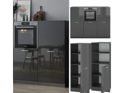 Bloque de cocina antracita brillo intenso/antracita 180x46x81.6 r-line
