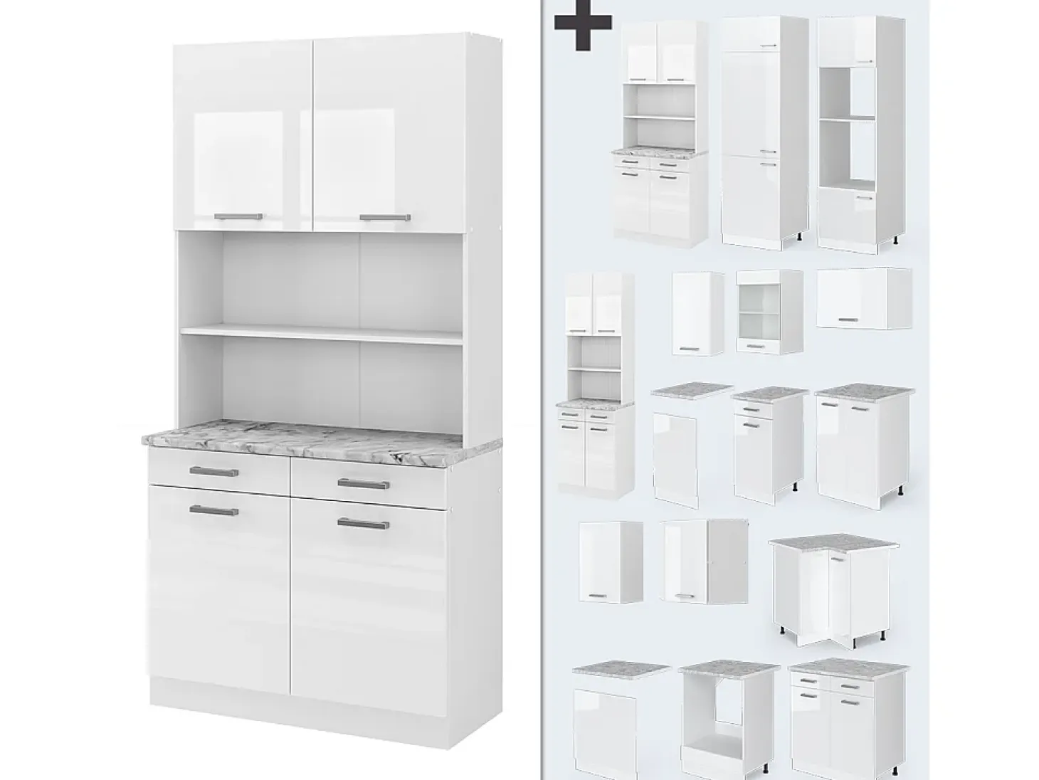 Bloque de cocina blanco alto brillo 100x60x81.6 r-line